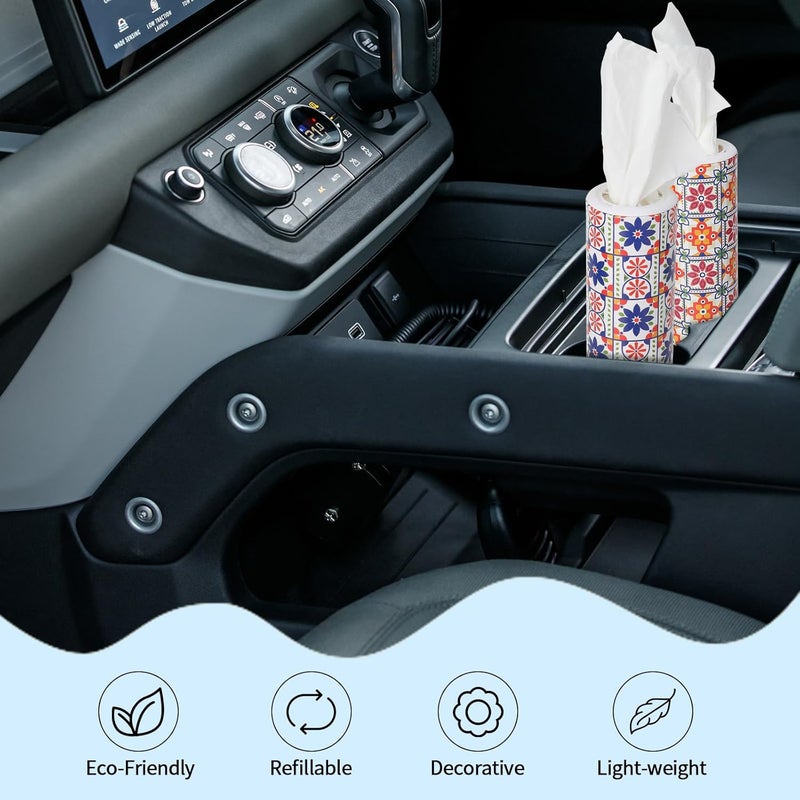 CarsonWorks Car Tissues Cylinder 4 Packs Canned Tissue Cylinder Tissue Boxes Fit for Car Cup Holder, Car Cup Holder Facial Tissues(4 Canisters/200 Tissues) - Image 5